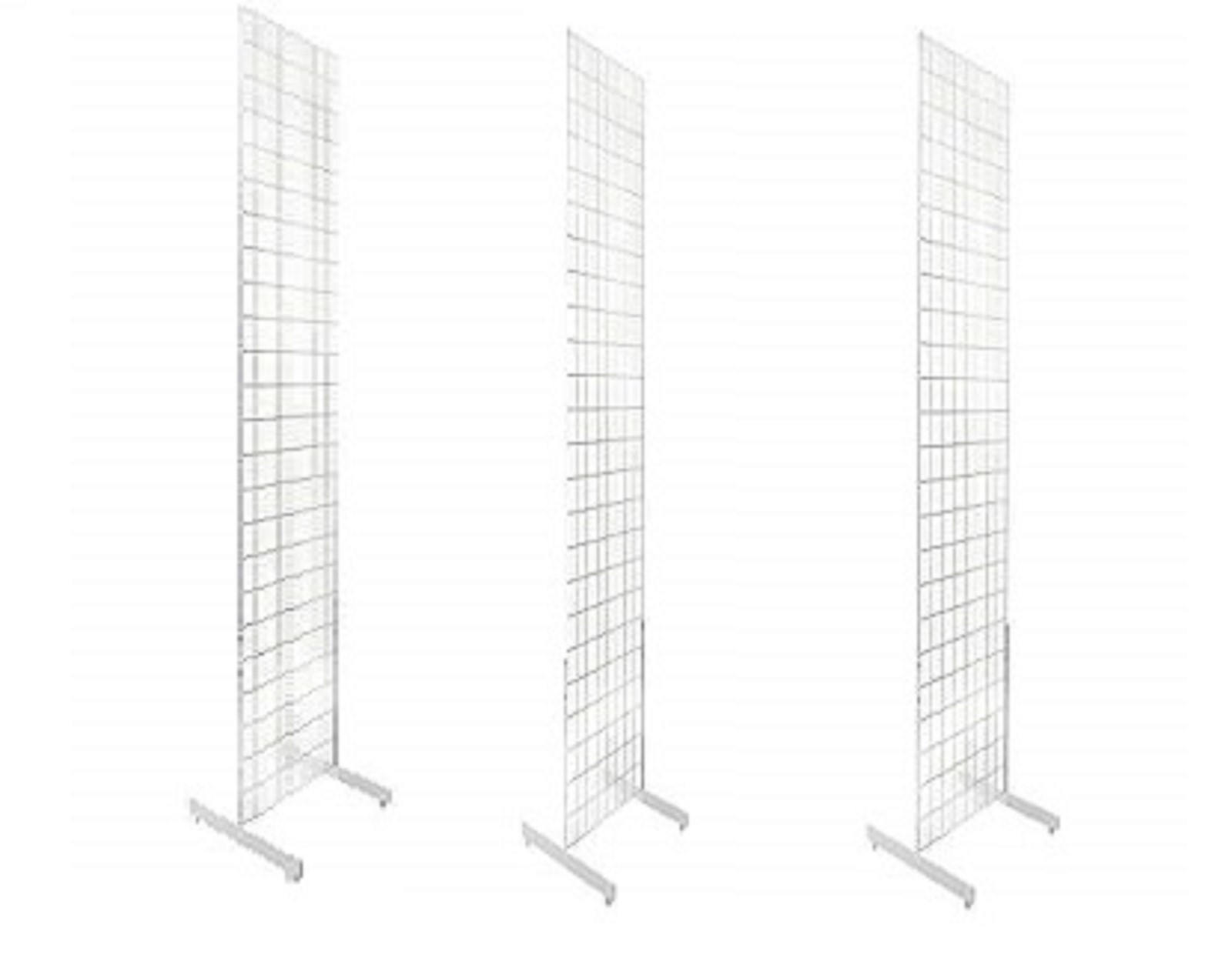 Only Hangers 2' x 6' Grid Wall Panel Floorstanding Display Fixture 3 pack White