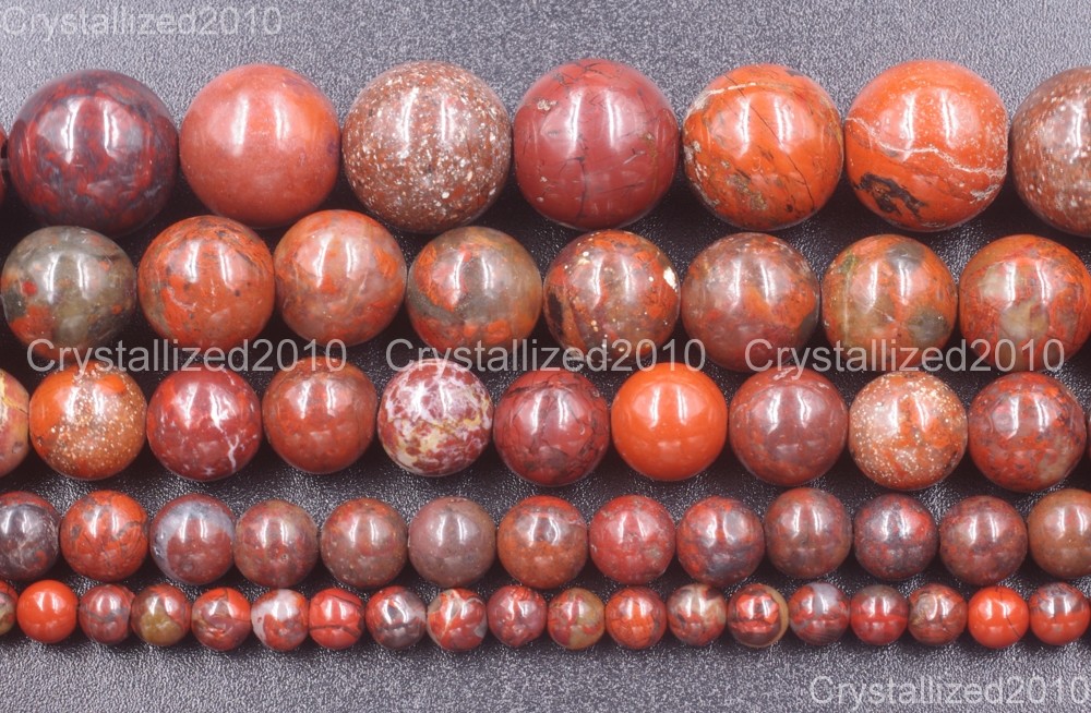 Natural Red Brecciated Jasper Gemstone Round Beads 4mm 6mm 8mm 10mm 12mm 16"