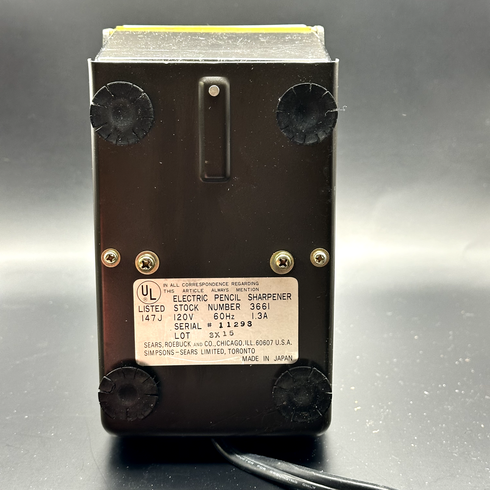 Vintage SEARS electric pencil sharpener 3661 120V 60hz