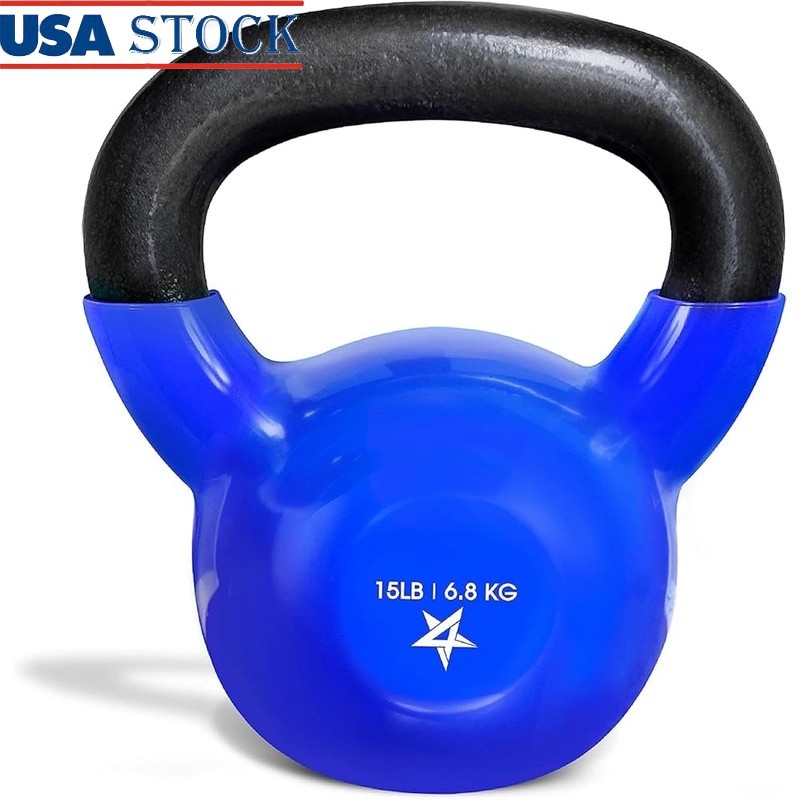 Cast Iron Kettlebell Durable Vinyl Coated Weight Training Fitness Tool New