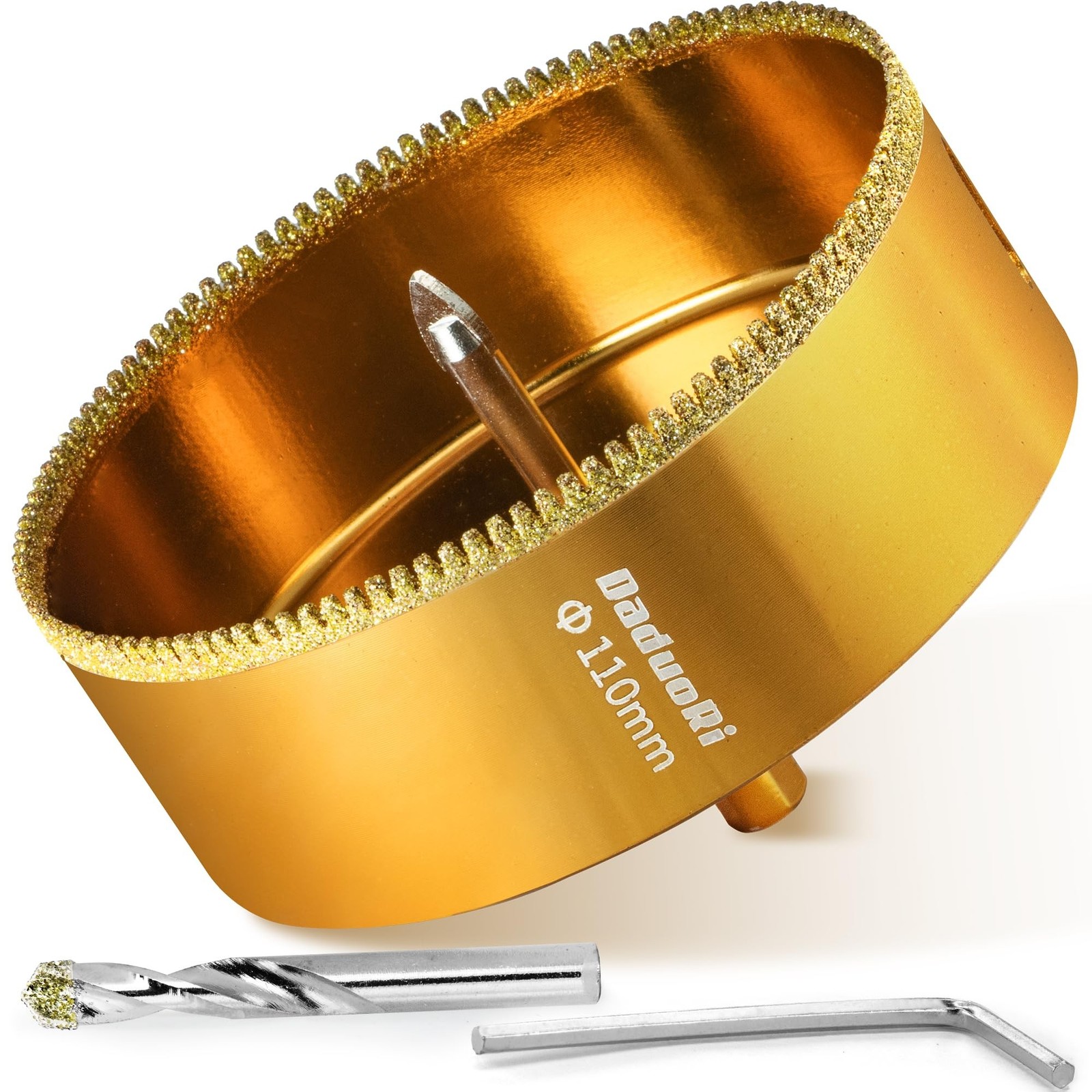 4 1/4" Serrated Diamond Hole Saw with 2Pcs Removable Pilot Bits, Easy-Align f...
