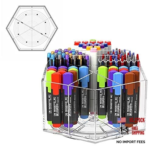 Acrylic Pen Pencil Holder Multi-capacity Marker Storage Art 6 Compartments