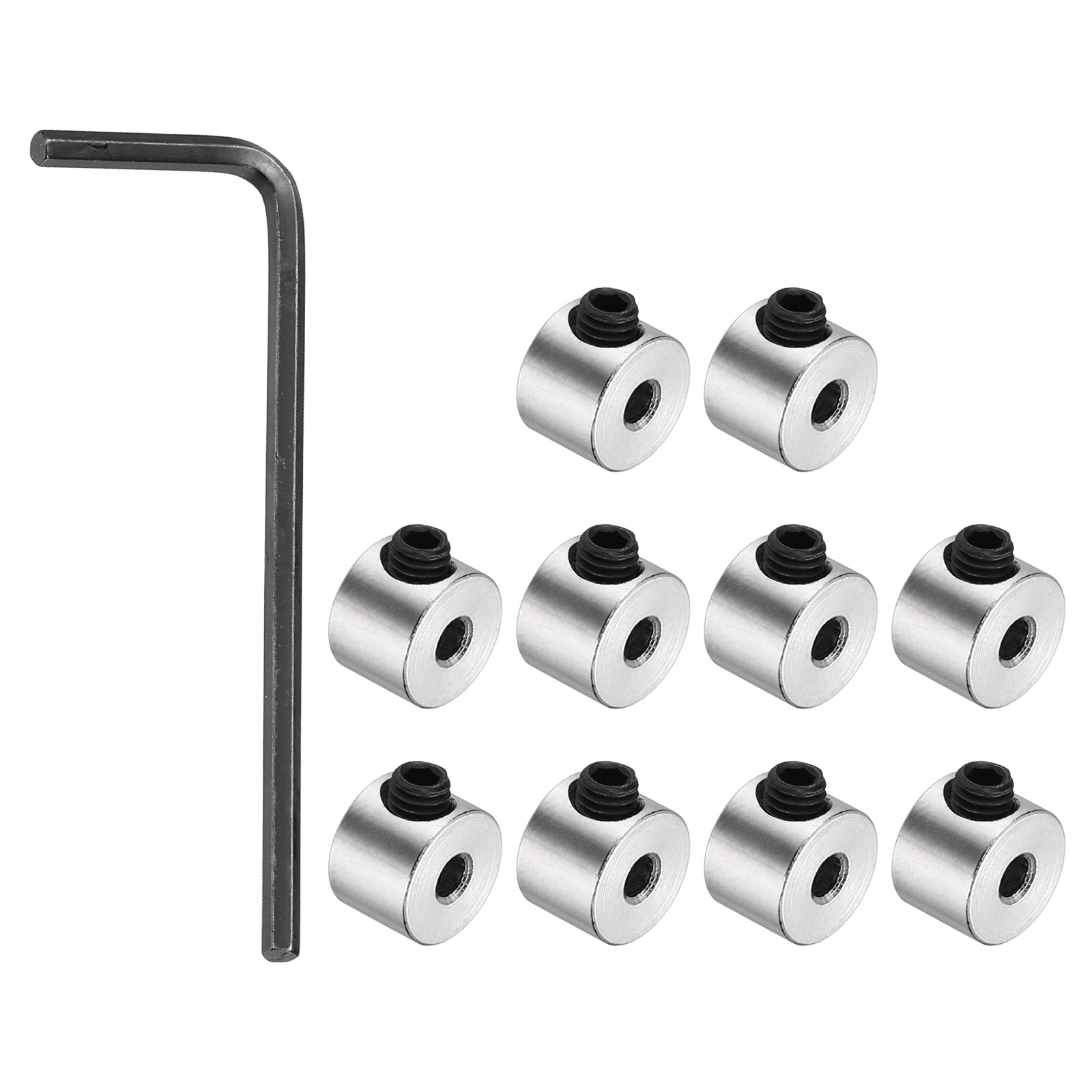 10Pack Shaft Lock Collar 2.05mm Bore 7mm OD 5mm H Collar Set, Silver