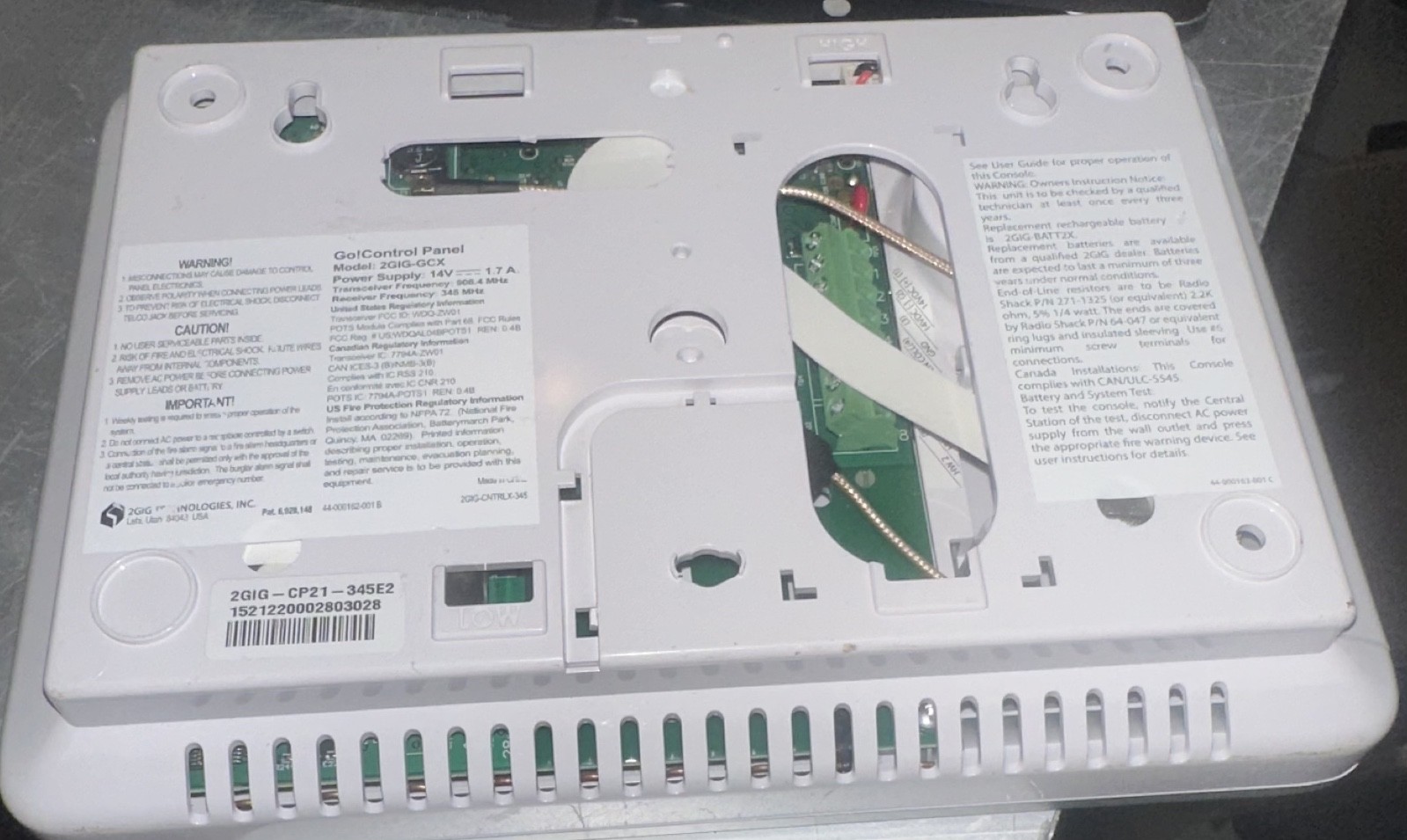 2GIG Go!Control Security Panel – Model 2GIG-CP21-345E2, Touchscreen, Wireless
