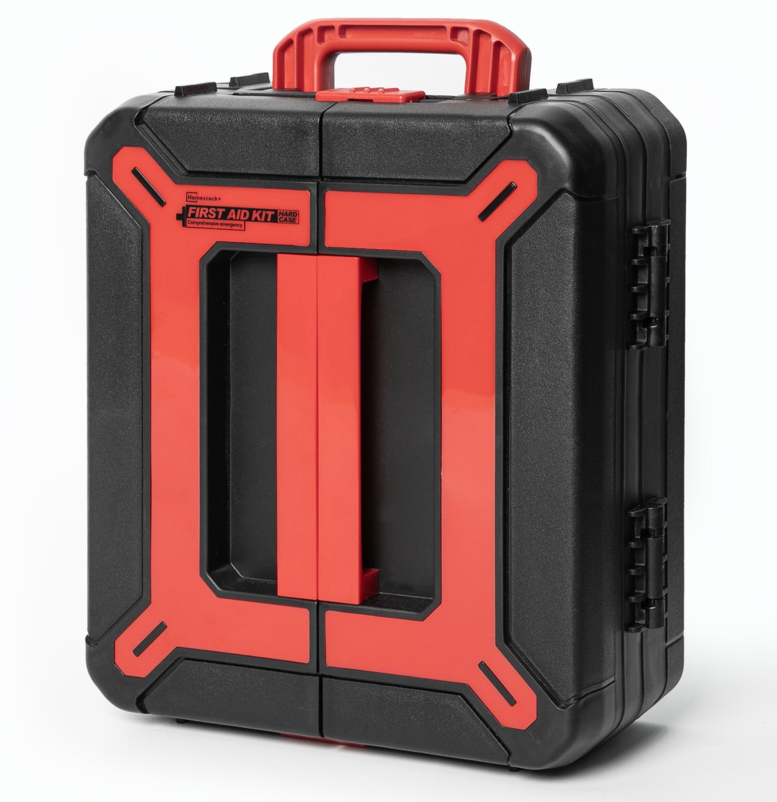 Hard Case First Aid Kit 408 Pcs - Wall Mountable Trauma for Red & Black