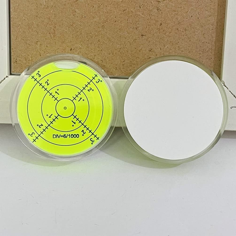 Circular 50x10mm Bubble Level with Double-Sided Adhesive for Precision Leveling