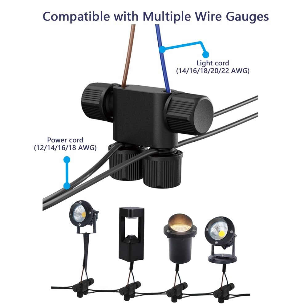 8 Pack Low Voltage Wire Connectors, 12-20 Gauge Landscape Light Cable Connect...