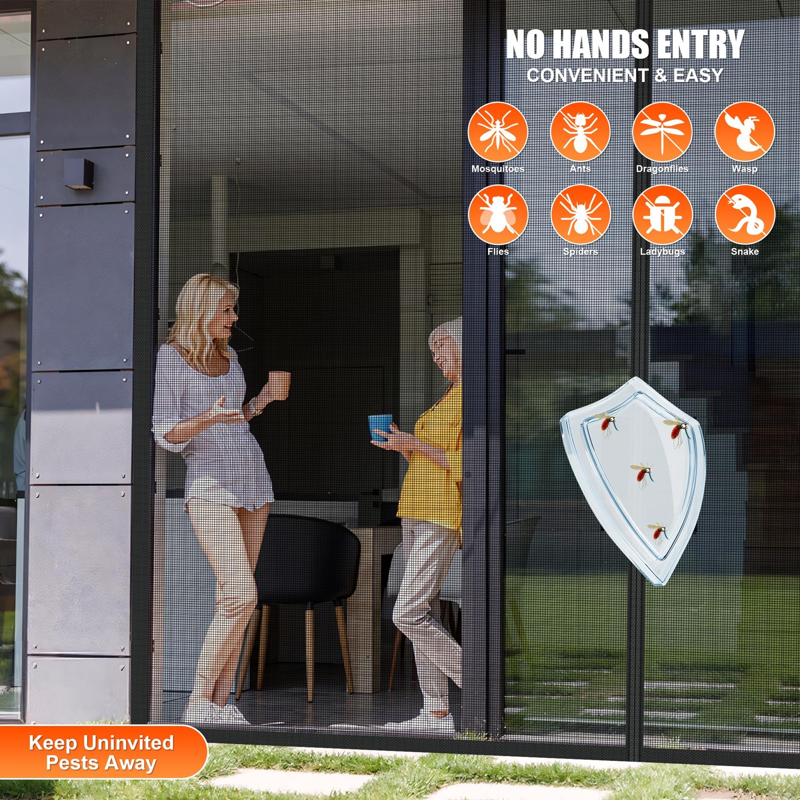 Sliding Magnetic Screen Door with Track Closure, Thicker 265g/㎡ Reinforced Me...