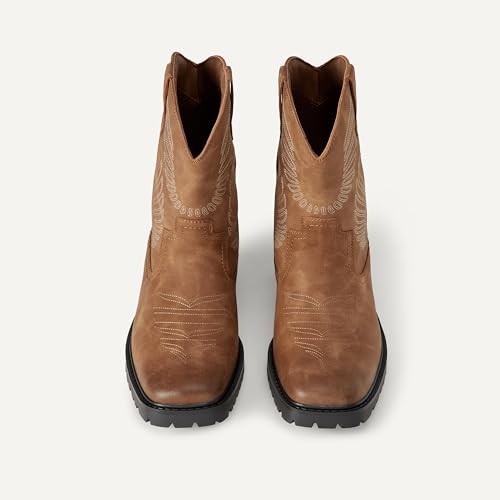 AMAZON ESSENTIALS MENS SQUARE TOE WESTERN COWBOY BOOTS TAN SIZE 12
