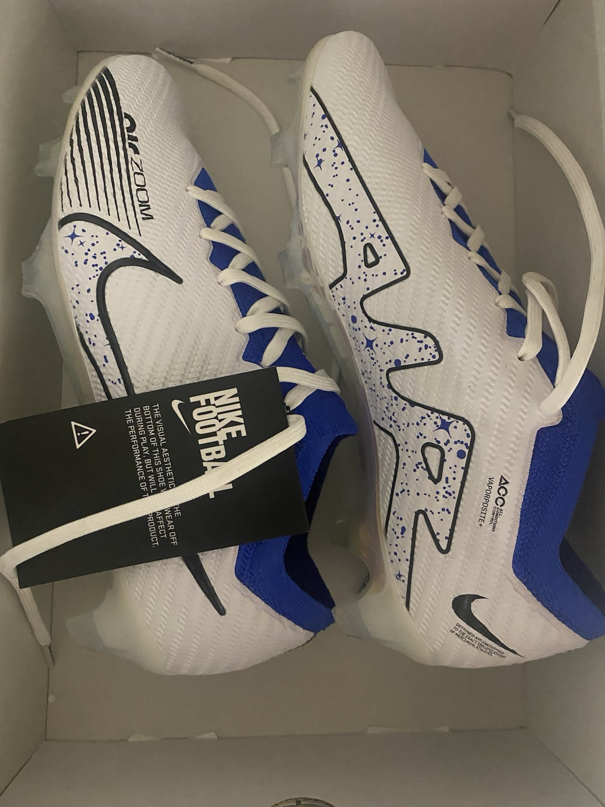 New Nike By Cecilia Cleats Zoom Mercurial Vapor 15 Elite White/Blue Sz M5/W6.5