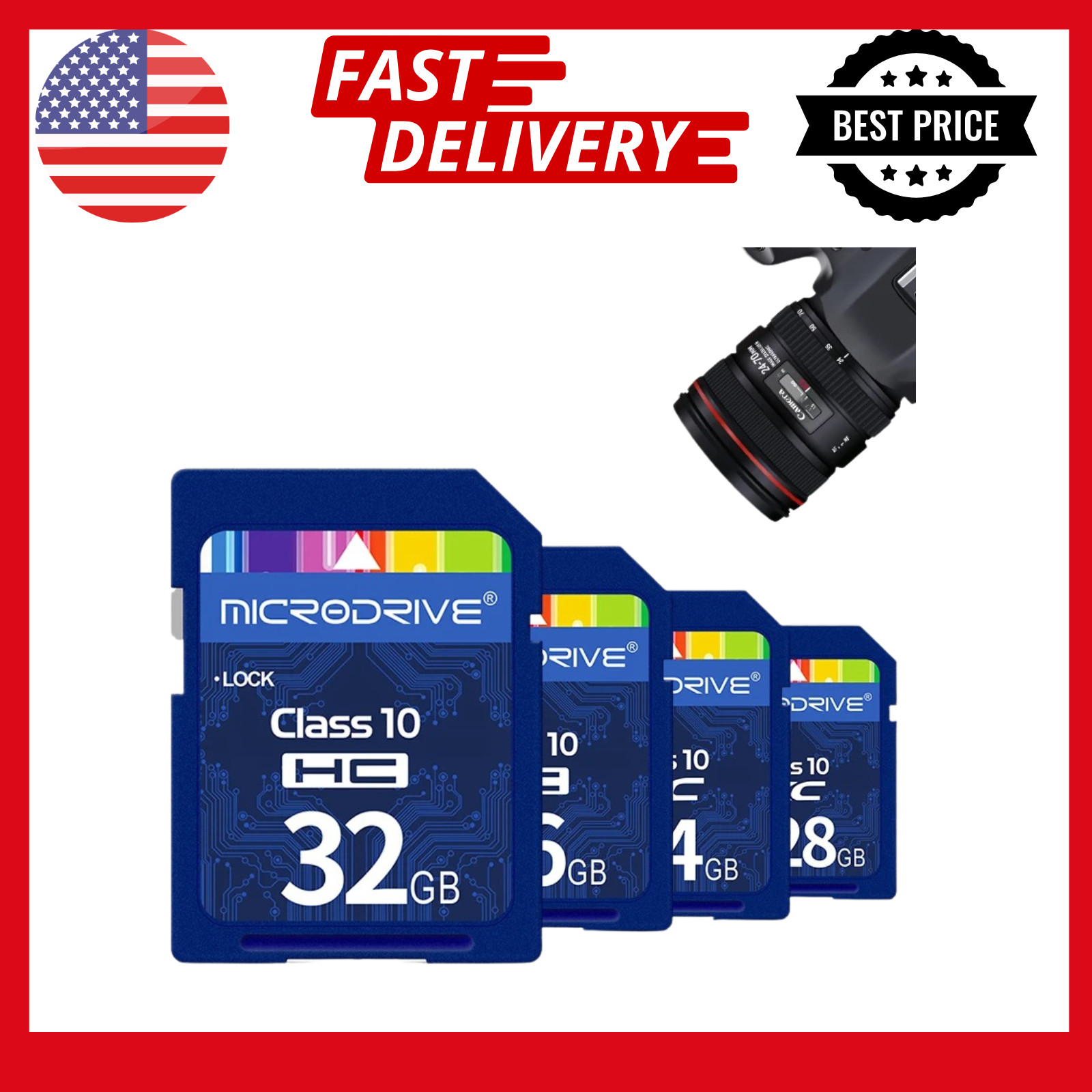 Standard SD Card 64GB 128GB 256GB SDHC/XC 16GB 32GB Normal Full Size Flash SD
