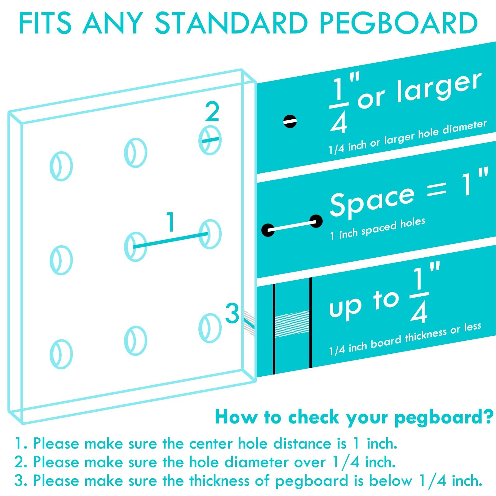Pegboard Shelf Hooks, 8PACK Metal Utility Hook Set, 1/4 inch Peg Board Organi...