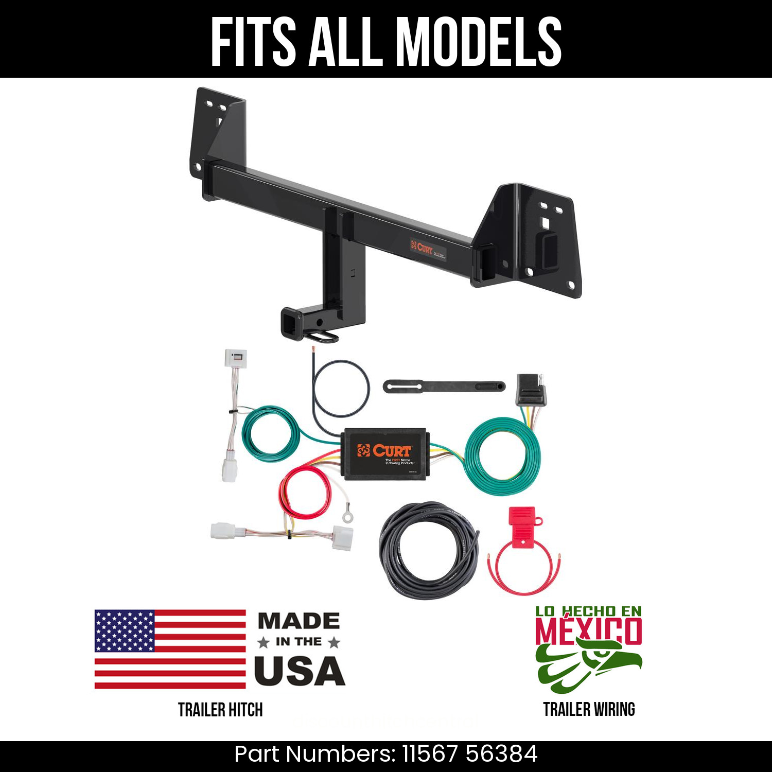 For 18-22 Toyota CHR Trailer Hitch +4Way Wiring Harness Kit Fits All Models Curt