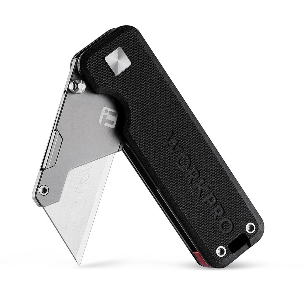 WORKPRO Titanium Folding Utility Knife CNC Unibody Box Cutter Quick Change Blade