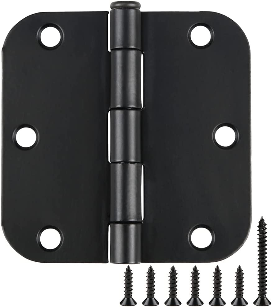 30 Pack 3.5 Matte Black Interior Door Hinges 5/8" Rounded Corner Hardware