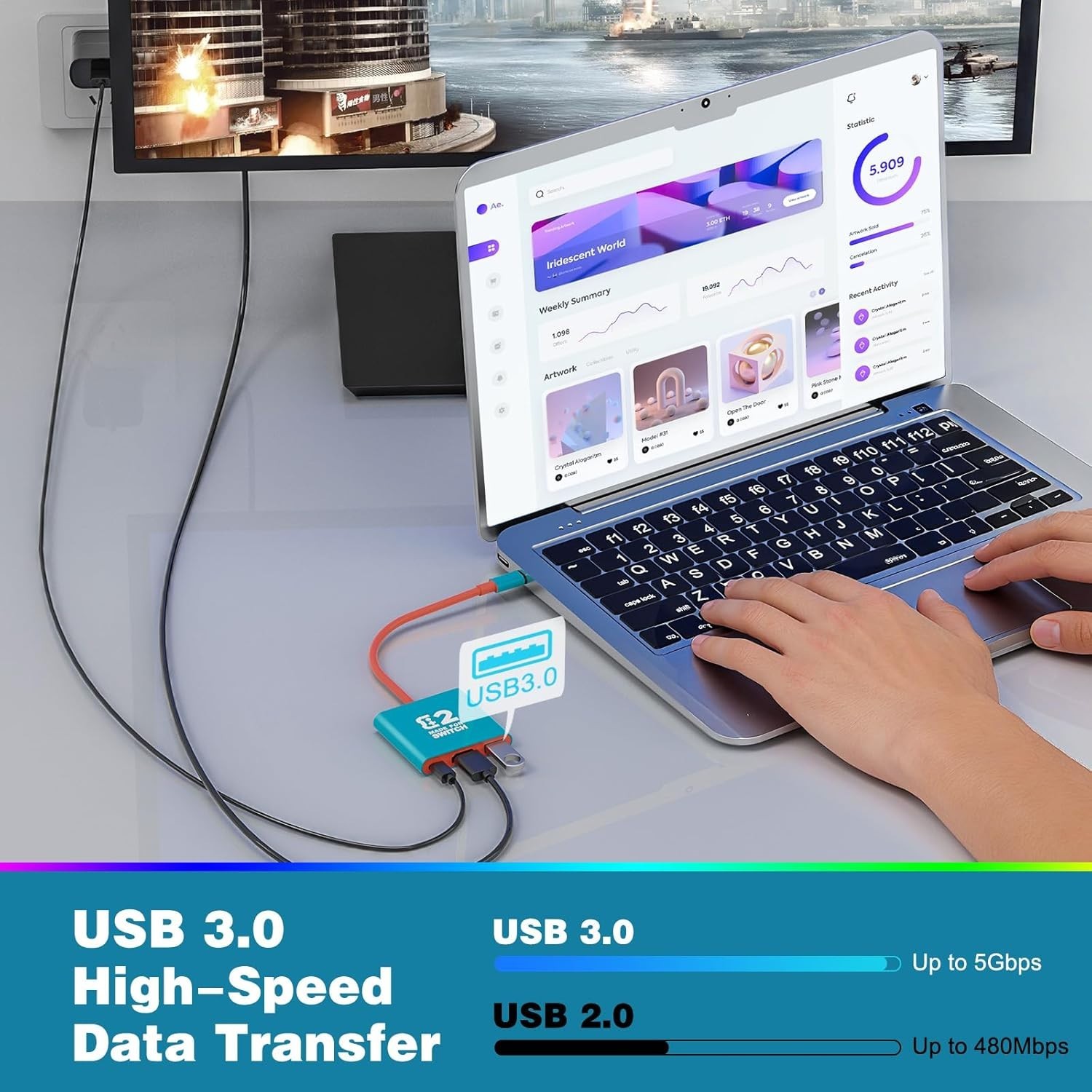 Switch TV Docking Station, Portable Switch TV Dock for Switch 1/OLED/Steam De...