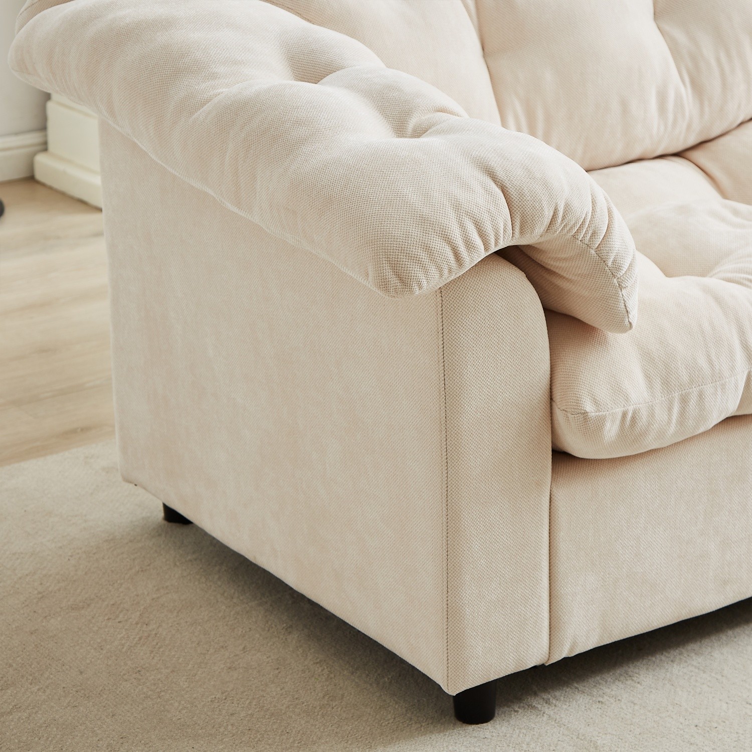 Modern Chenille Deep Seat Sofa 3 Seater Luxury Upholstered Couch with Armrests