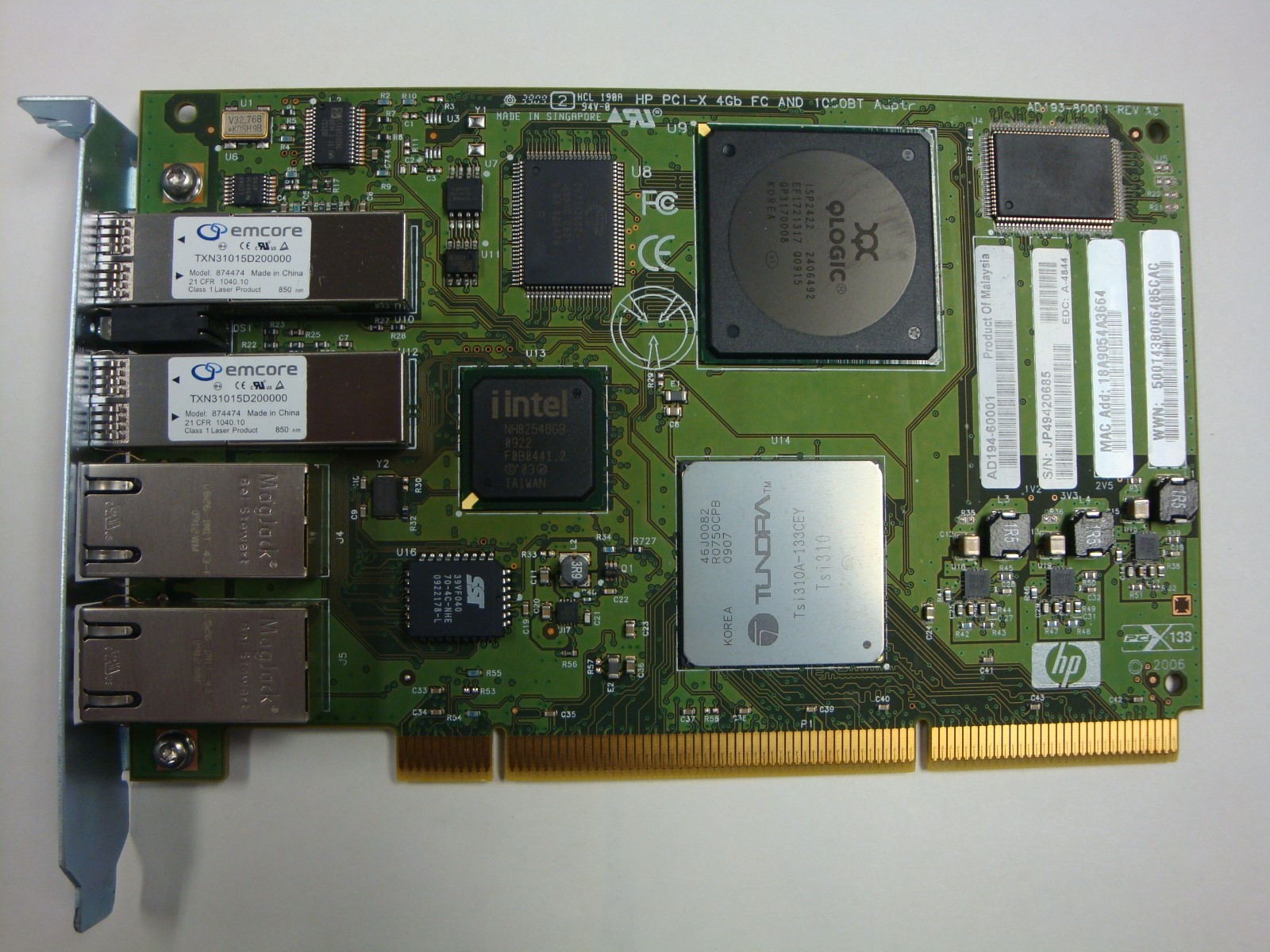 AD194A AD194-60001 HP PCI-X 2-PORT 4GB FC AND 2-PORT 1000BT ADAPTER