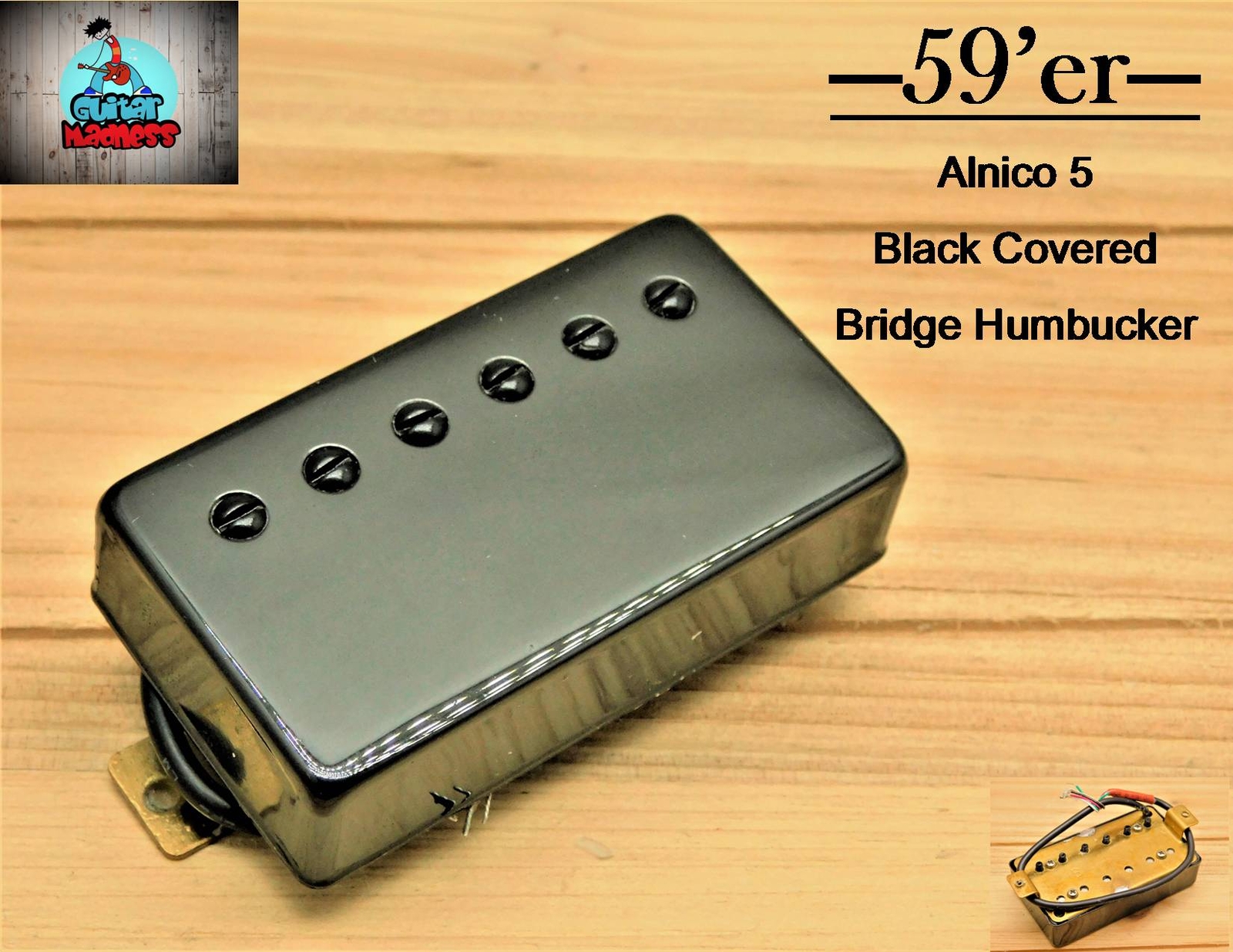 G.M. 59'er A5 Black Covered Humbucker Bridge (52mm)(4-wire) for Gibson Epiphone®