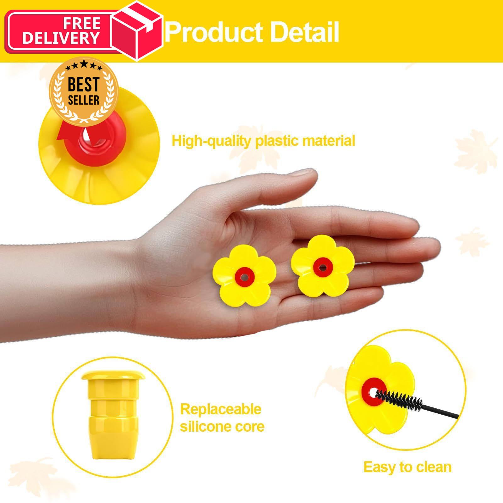 12pcs Hummingbird Feeder Replacement Flowers 12PCS, Yellow