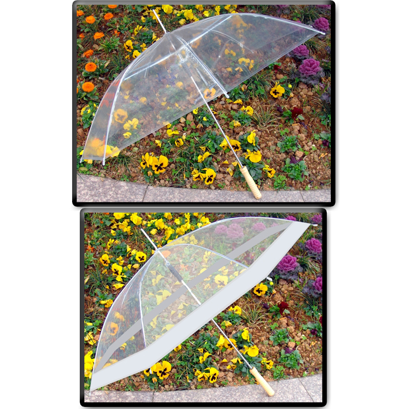 48" Clear Auto Open Golf Umbrella, Transparent, All Clear or Clear & White