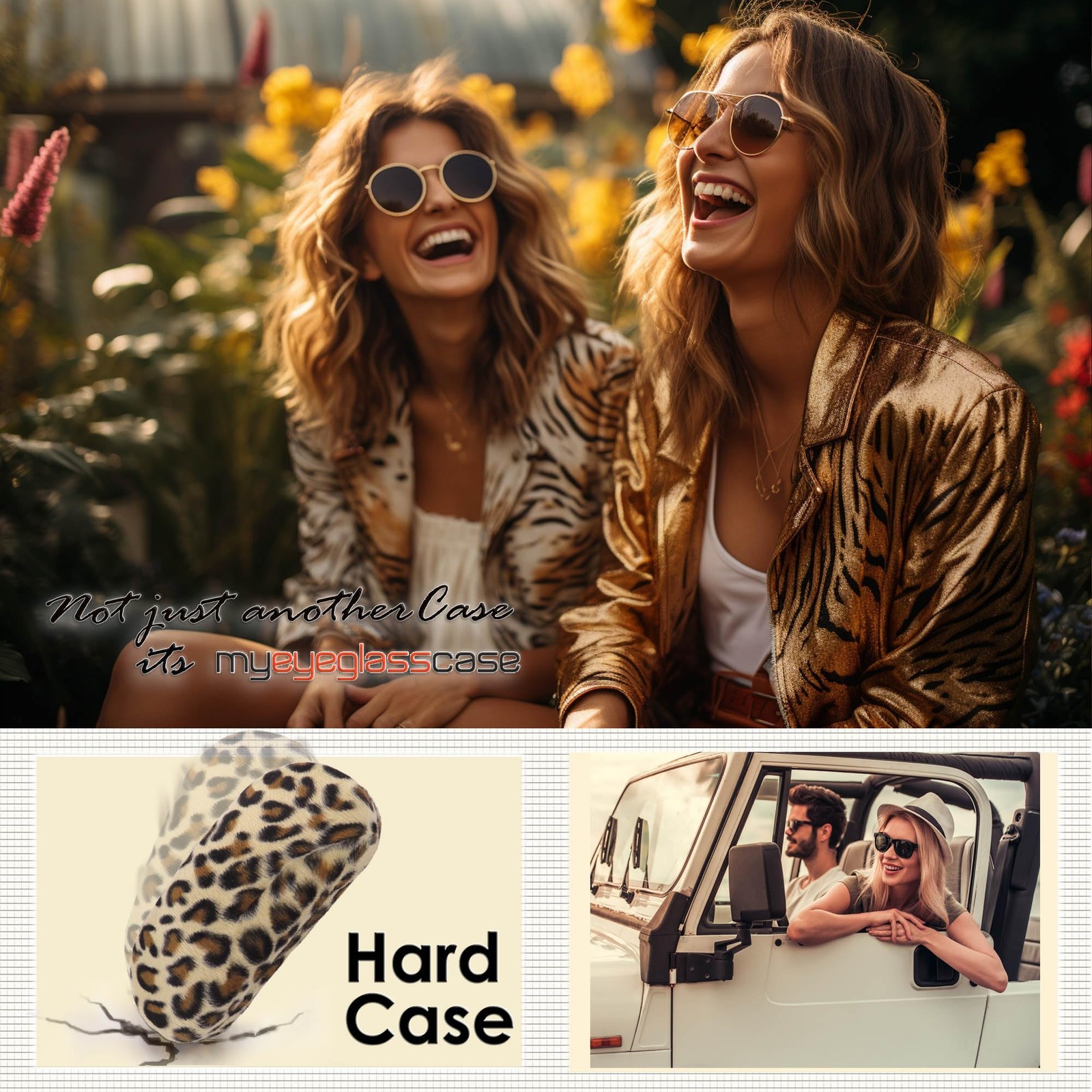 - Premium Leopard Animal Print Hard Shell Sunglass Case with Microfiber Pouch...