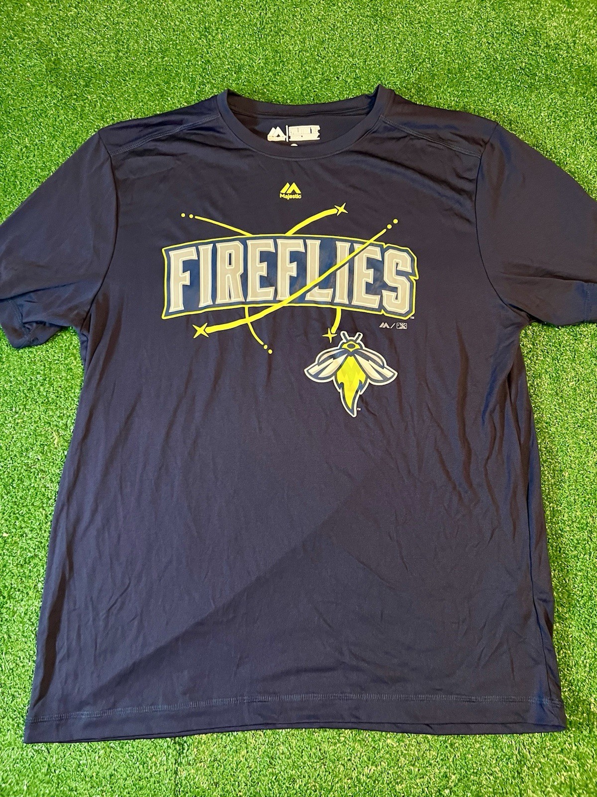Columbia Fireflies Baseball Team T Shirt Blue Front Logo Size Adult Large NWOT
