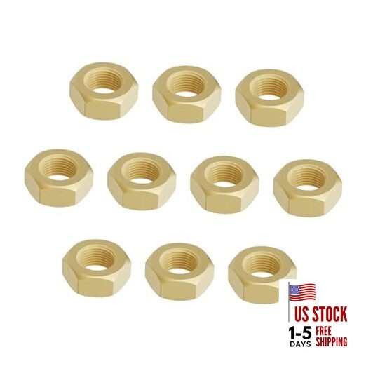 10PCS M8-1.25 Brass Hex Nuts, Metric Coarse Thread Hexagon M8x1.25-10Pcs