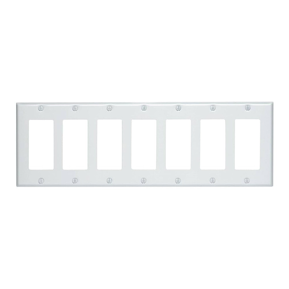 NEW 7-Gang Decorator Painted WHITE Steel Wall Plate Decora Industrial Switch