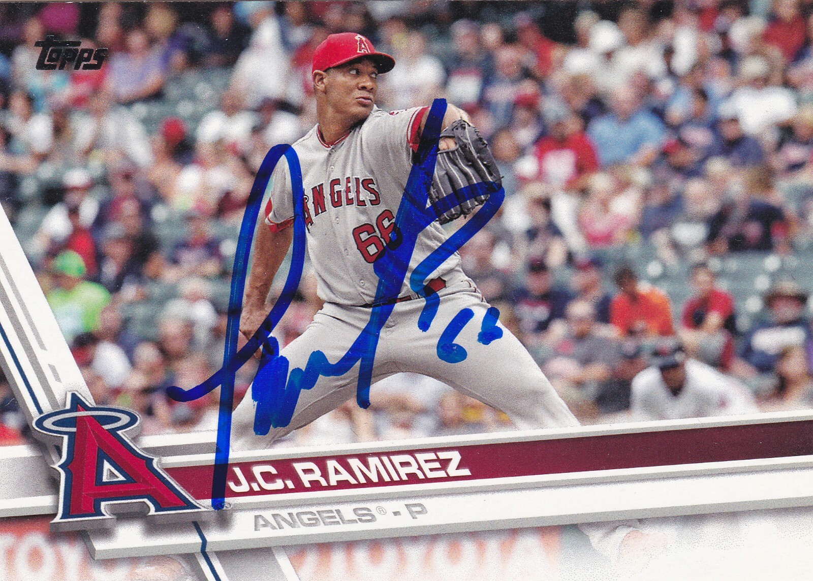 J.C. RAMIREZ LOS ANGELES ANGELS SIGNED CARD PHILLIES DIAMONDBACKS MARINERS REDS