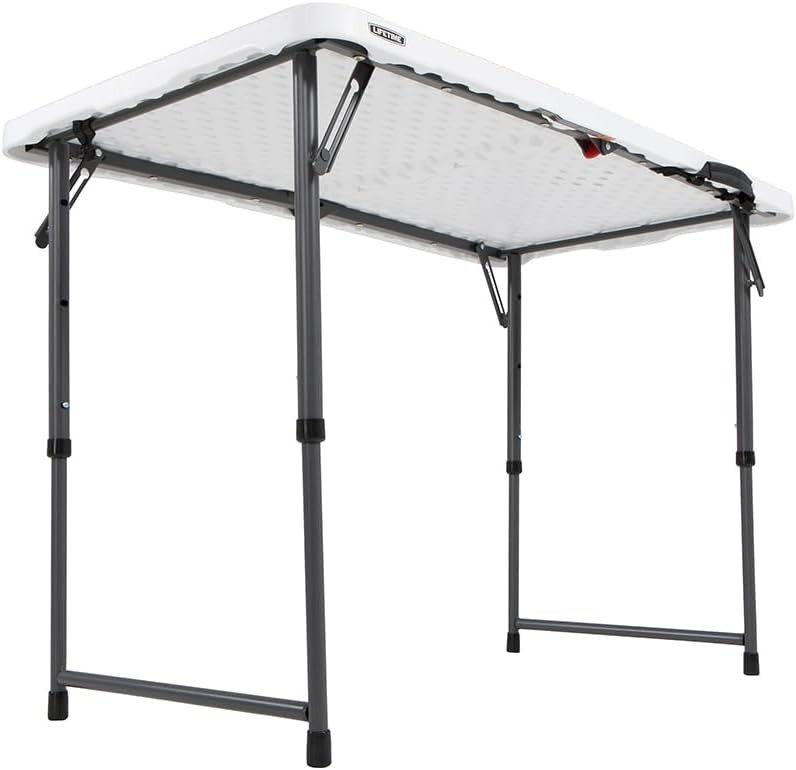 Lightweight 4-Foot Foldable Table with Adjustable Height for Contemporary Living