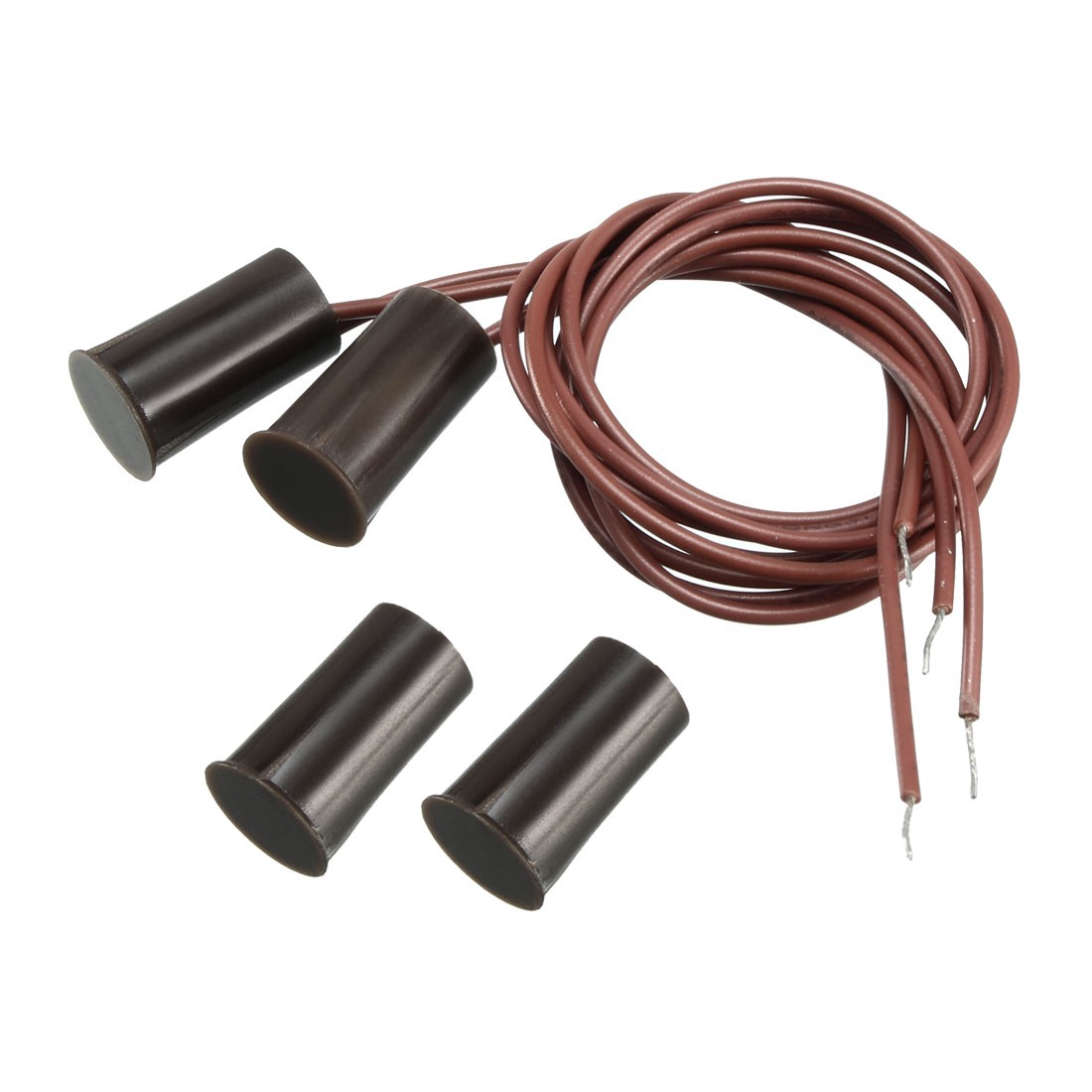 2pcs RC-33 NC Recessed Wire Door Contact Sensor Alarm Magnetic Reed Switch Brown