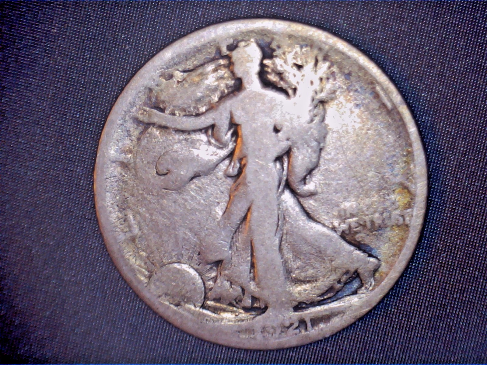 1921-S  Liberty Walking Half,  Circulated Ave, .3617 Oz Silver (US-8811)