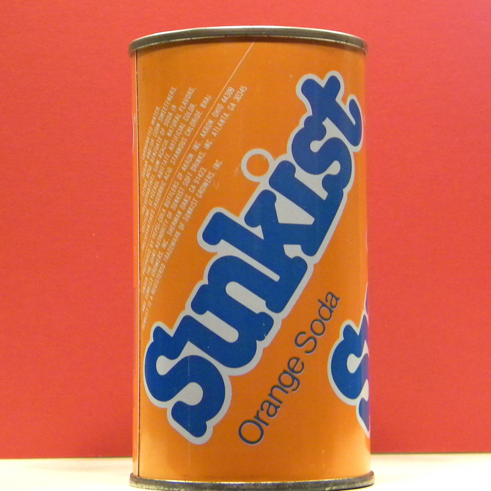 Sunkist Orange Soda S/S Coin Bank 12 oz Can Packed by Pepsi Akron Ohio S158 H/G