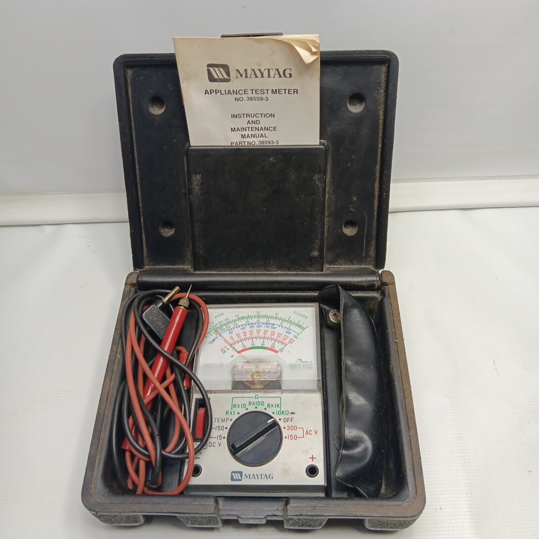 Volt-Watt Meter Current Electrical Tool Maytag No. 38559 W/case Japan Untested