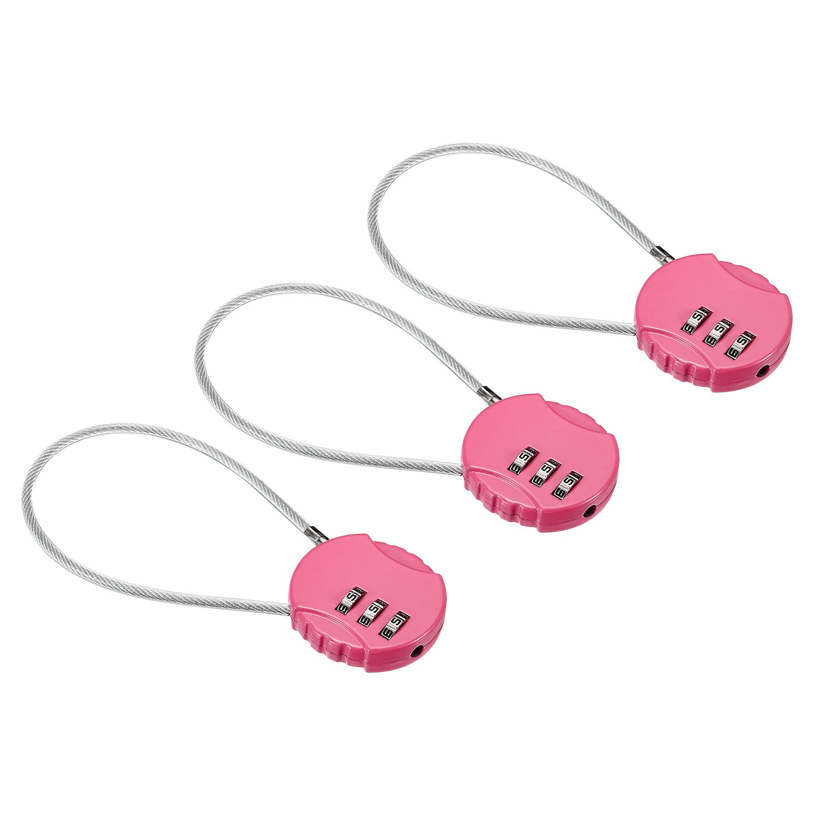 Small Combination Block 7.8", 3pc 3 Digit Luggage Lock, Pink