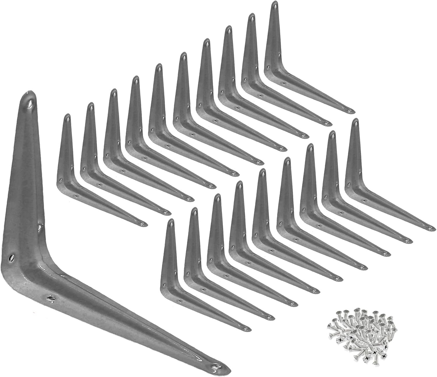 Metal 3" x 4" inch Wall Corner Angle Shelving Shelf Brackets, Grey, Pack of 20
