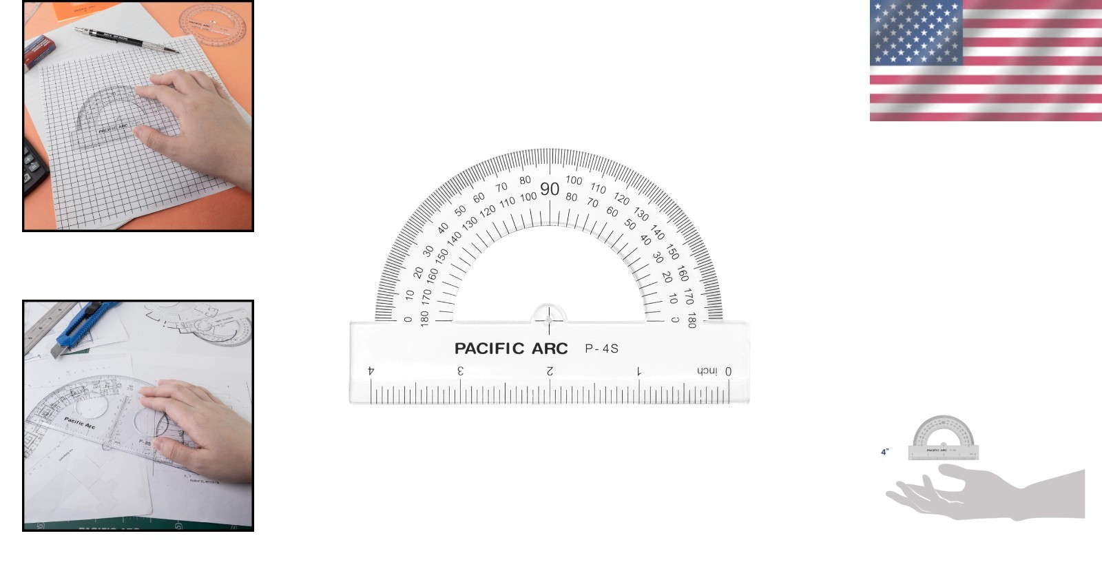 Clear 4-inch Acrylic Protractor & Ruler for Precision Measurement