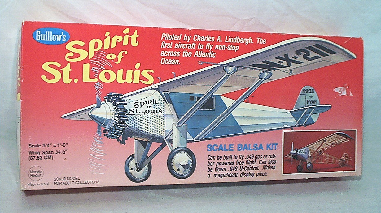 VINTAGE GUILLOWS SPIRIT of ST. LOUIS RUBBER BAND F/F KIT - UNBUILT IN THE BOX