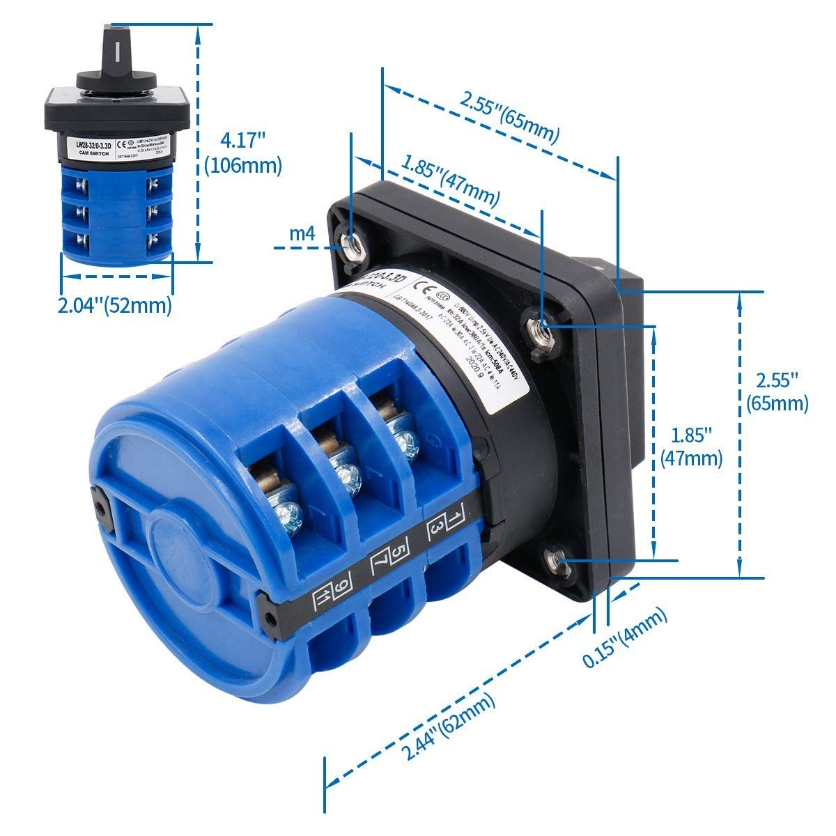 High-Performance 40A Rotary Changeover Switch for Industrial Applications - Grey