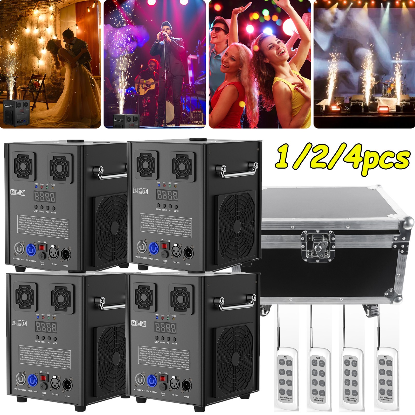 Cold Spark Machine 700W Stage Effect DMX Firework DJ Event Party Wedding W/Case