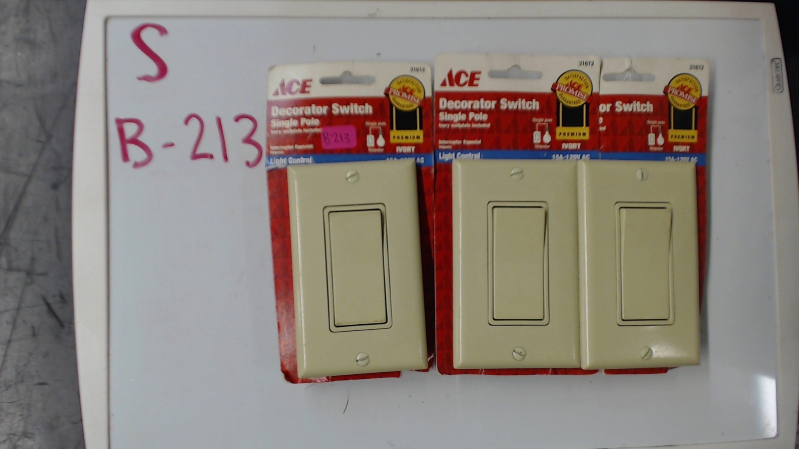 Ace Decorator Switch 31612 Single Pole Ivory Color Lot of 3