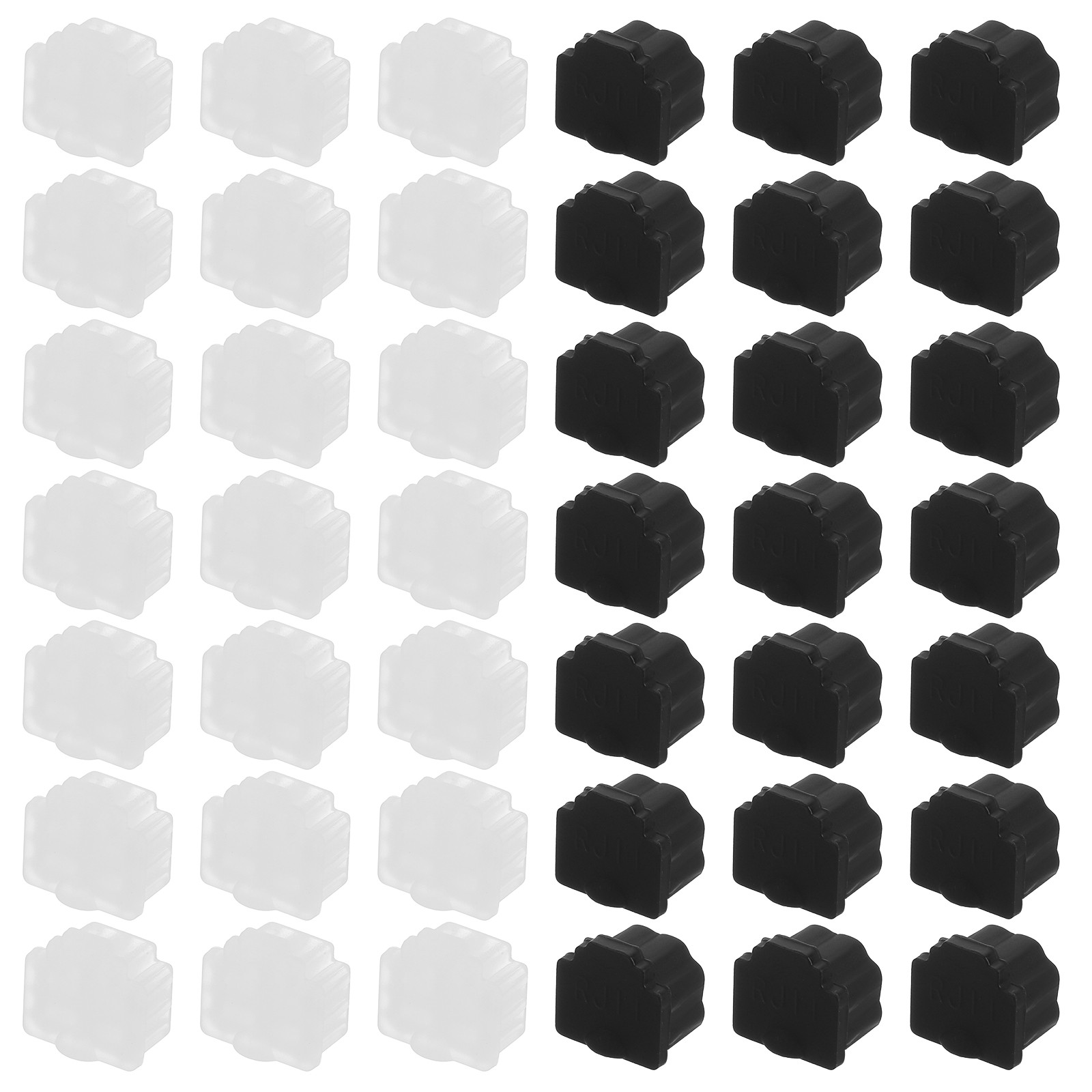 50pcs RJ11 Port Anti Dust Cap for RJ11 Dustproof Plug, Black Clear