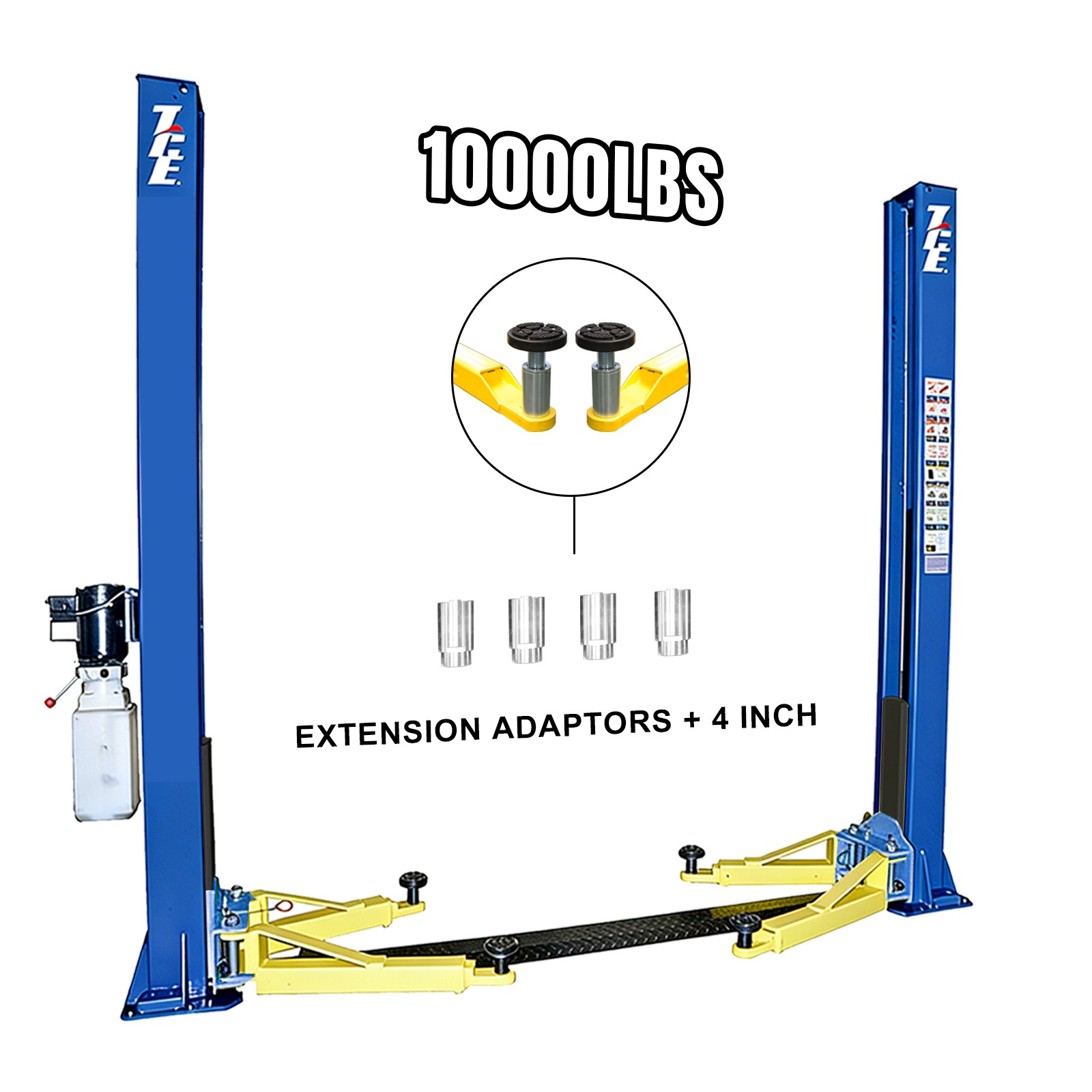 TCE 220V 2 Post 10000LB Capacity Car Lift Auto Truck Hoist Equipment with adapts
