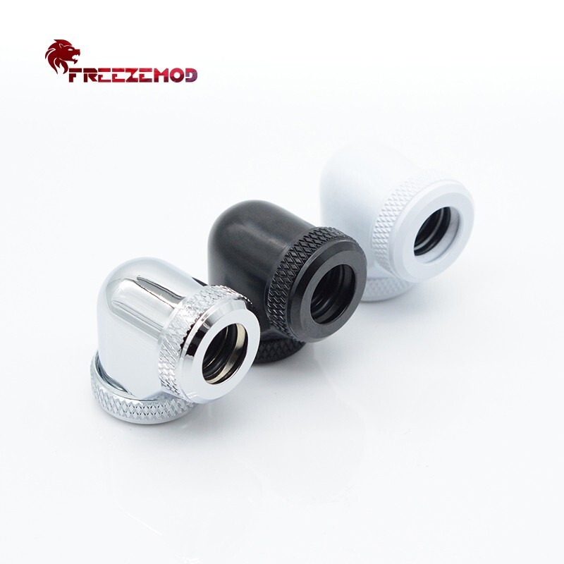 FreezeMod 90 Degree Angle Dual 12mm Compression Fitting Multi-Link Adapter Black