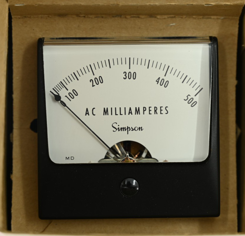 Simpson Wide-Vue 2-1/2"  0-500 Milliamperes AC Panel Meter Model 1257 Cat 06300