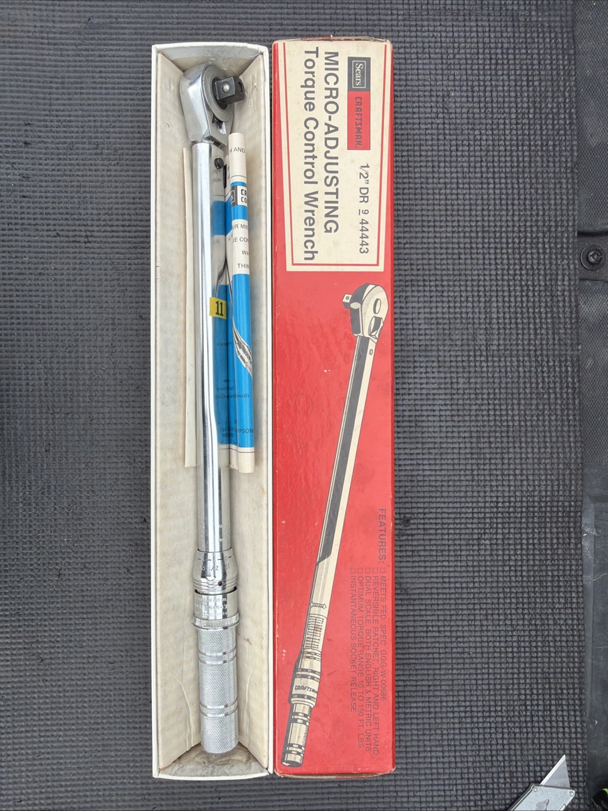 Sears Craftsman COMMERCIAL USA Rare 1/2” Drive Torque Wrench 44443 Crown Logo 10