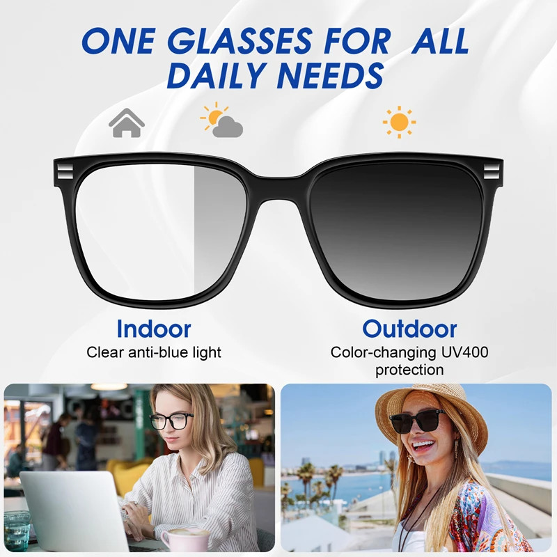 Smart Glasses BT Calls Anti Blue Photochromic listen Music Versatile Glasses