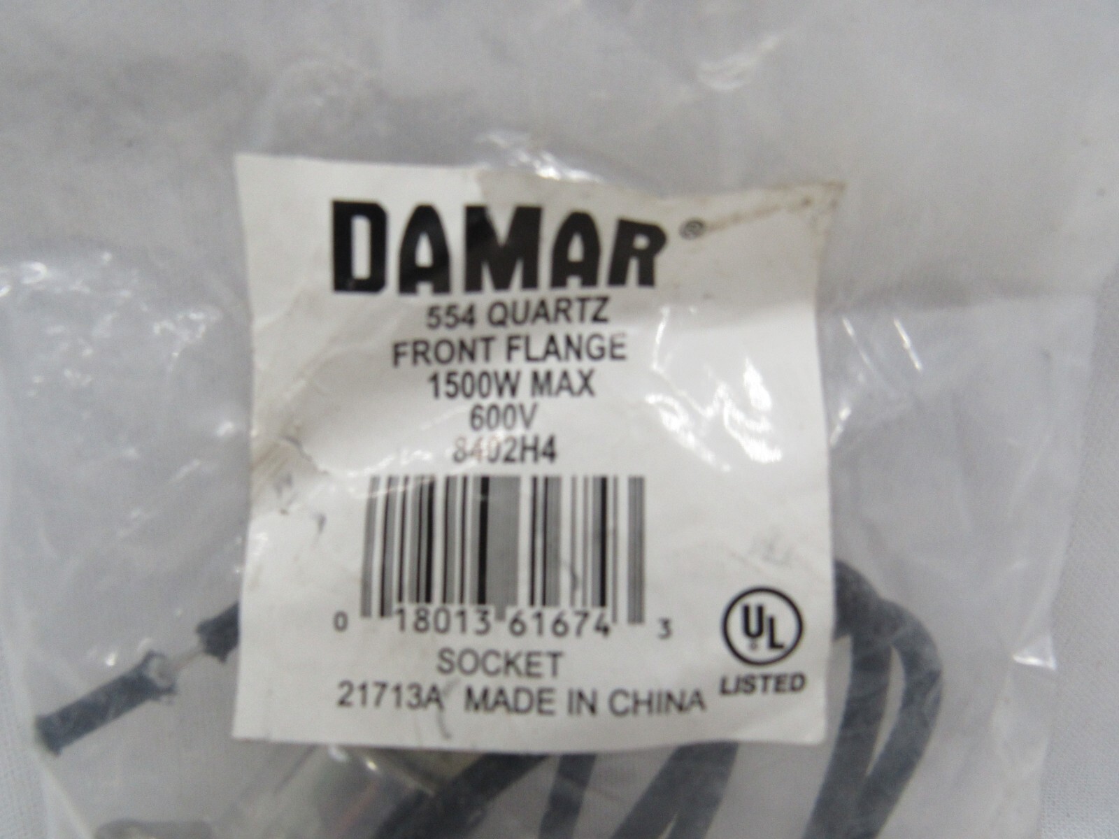 Damar 554 Quartz Front Flange Socket Replacement 1500W Max 600V 8402H4 2173A
