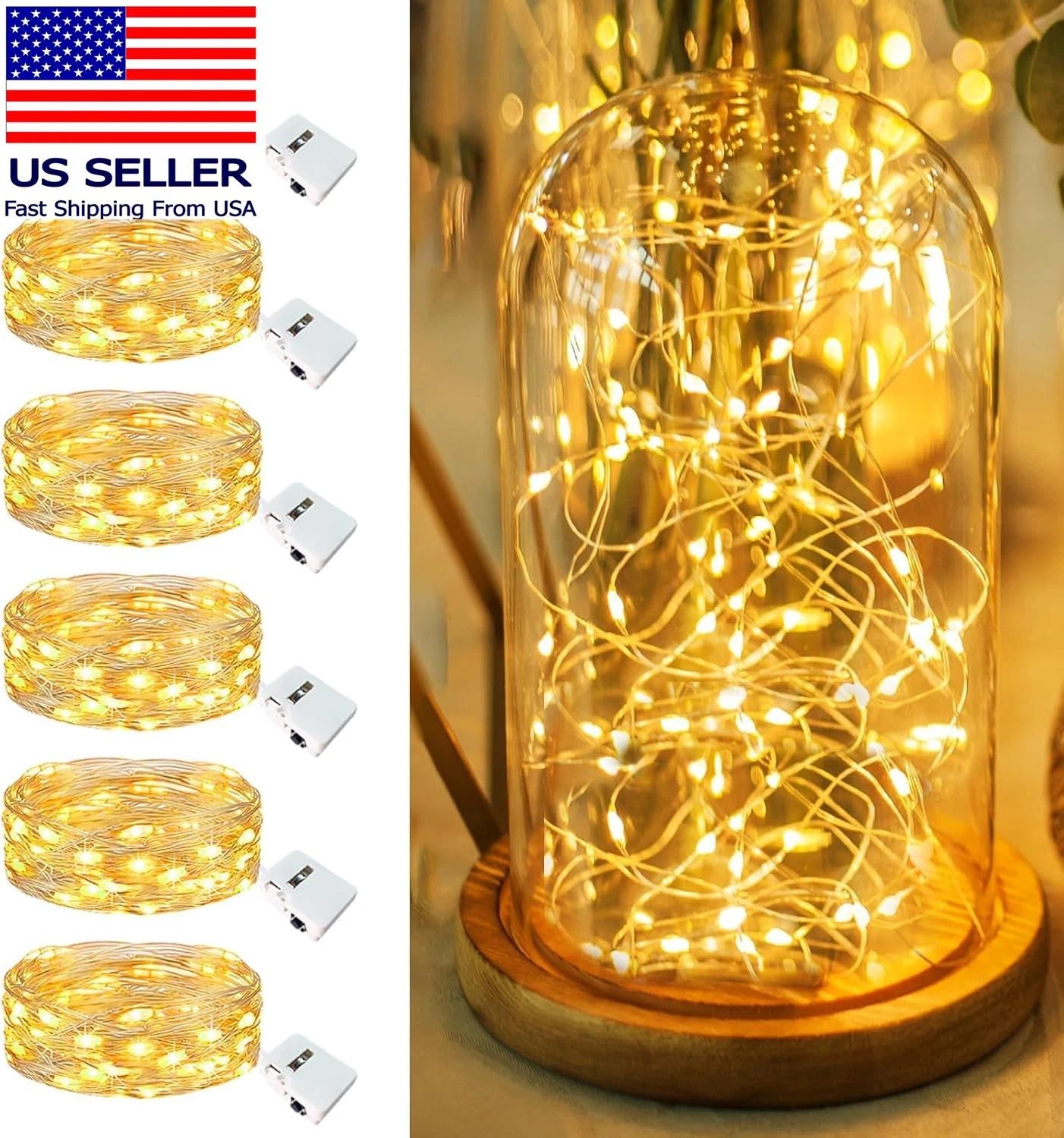 6 Pack Fairy Lights Battery Operated - 7ft 20 LED Twinkle Lights 3 Modes, Bulk M